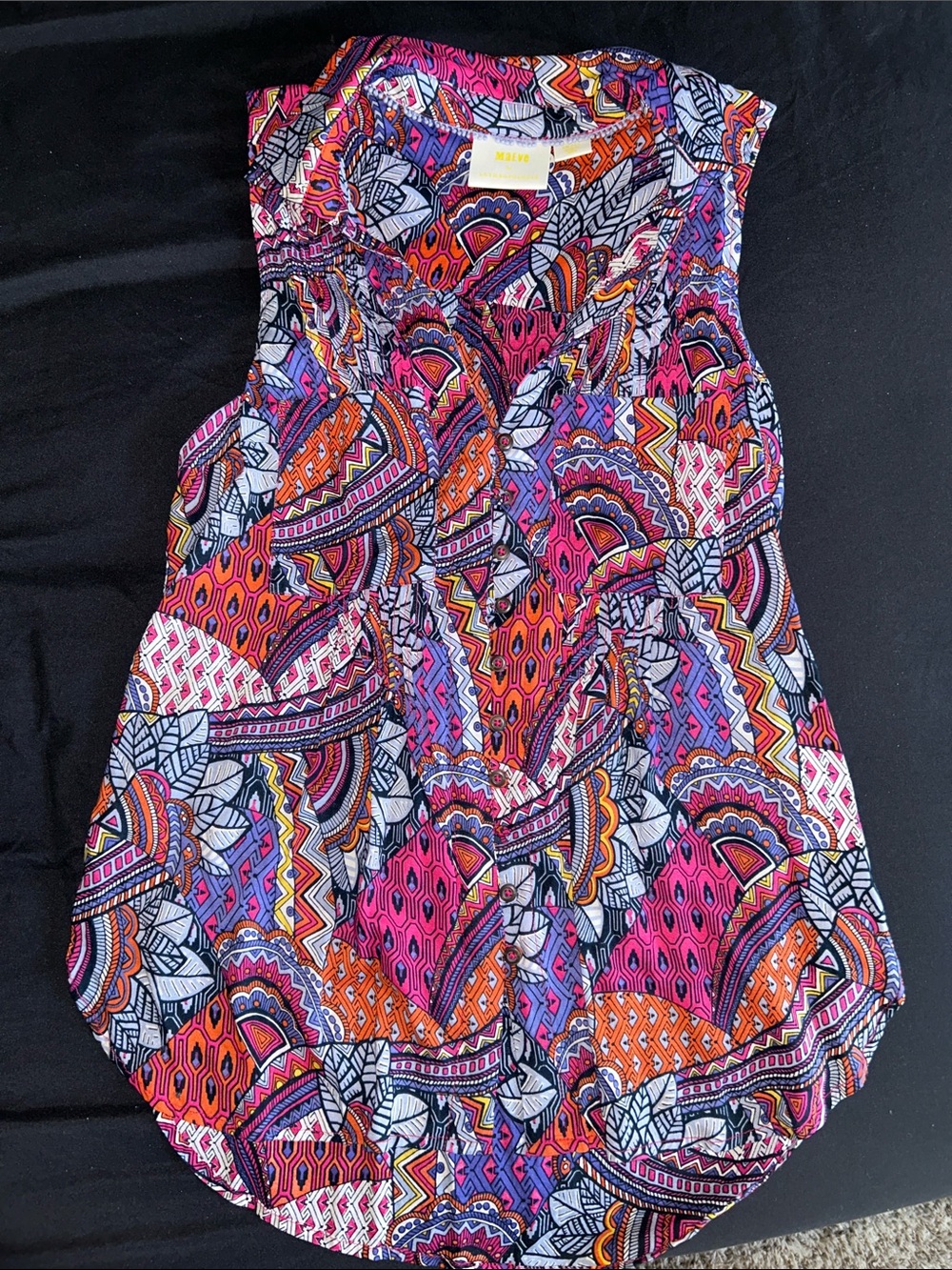 Maeve Whimsical Pintucked Multicolor Sleeveless Shirt Women’s size small - Picture 2 of 4